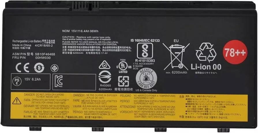 Lenovo 78++ 15V 96Wh Battery for ThinkPad P70/P71